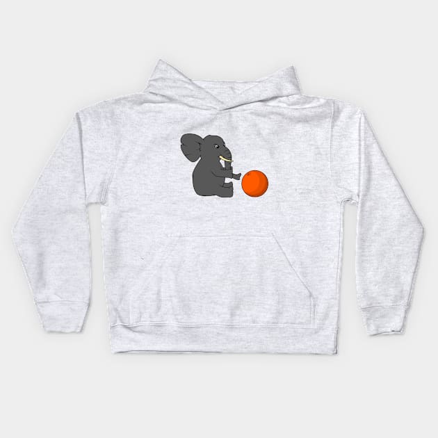 Funny little elephant with a ball Kids Hoodie by Markus Schnabel